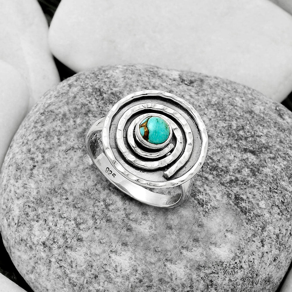 Spiral - Natural Turquoise Magnesite Ring size-7 R-1361 SDR175280