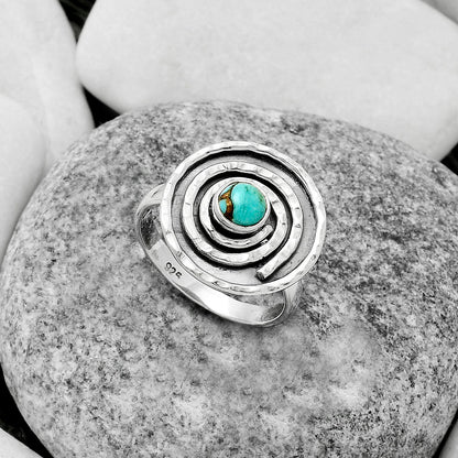 Spiral - Natural Turquoise Magnesite Ring size-7 R-1361 SDR175280