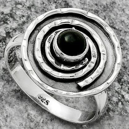 Spiral - Natural Black Onyx - Brazil Ring size-7 R-1361 SDR175283