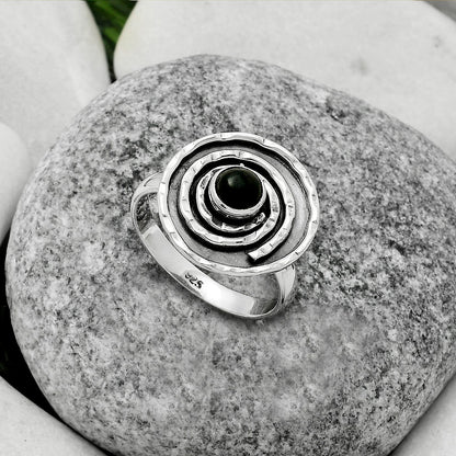 Spiral - Natural Black Onyx - Brazil Ring size-7 R-1361 SDR175283