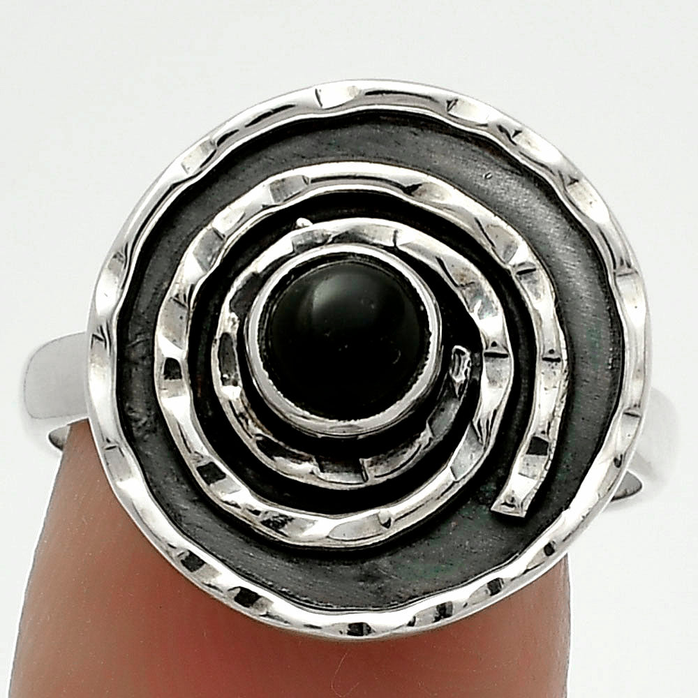 Spiral - Natural Black Onyx - Brazil Ring size-7 R-1361 SDR175289