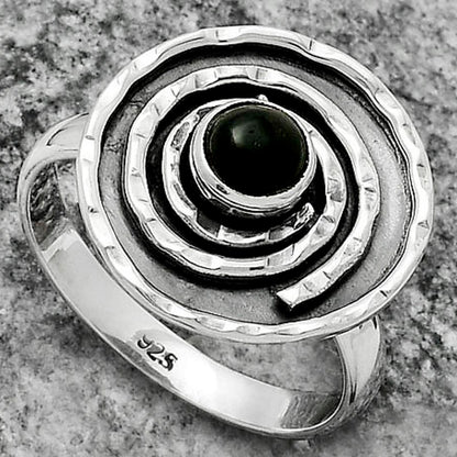 Spiral - Natural Black Onyx - Brazil Ring size-7 R-1361 SDR175289