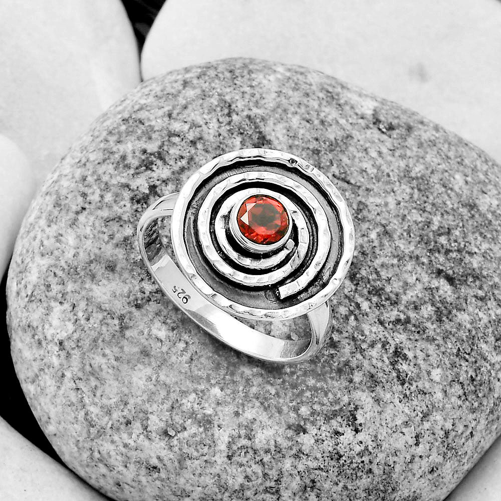 Spiral Hessonite Garnet Madagascar Ring size-7 R-1361 SDR175292