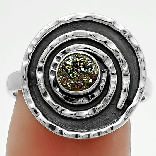 Spiral - Natural Titanium Druzy Ring size-8 R-1361 SDR175296