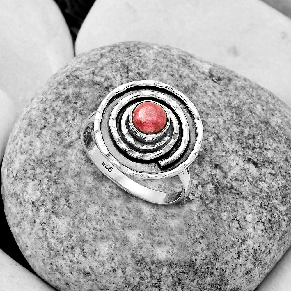 Spiral Natural Pink Thulite Norway Ring size-9 R-1361 SDR175297