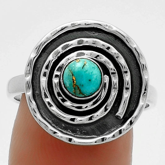 Spiral Natural Copper Blue Turquoise Ring size-9 R-1361 SDR175299