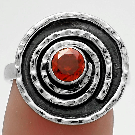 Spiral Hessonite Garnet Madagascar Ring size-7 R-1361 SDR175300