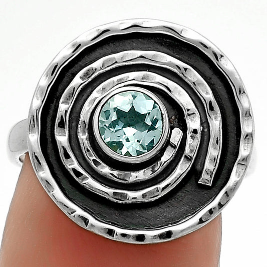 Spiral - Natural Sky Blue Topaz Ring size-8 R-1361 SDR175305