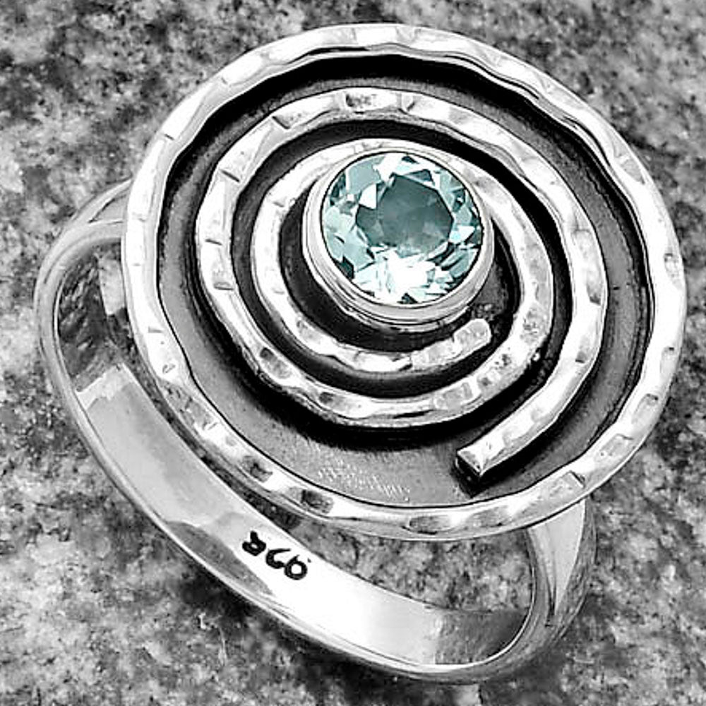 Spiral - Natural Sky Blue Topaz Ring size-8 R-1361 SDR175305