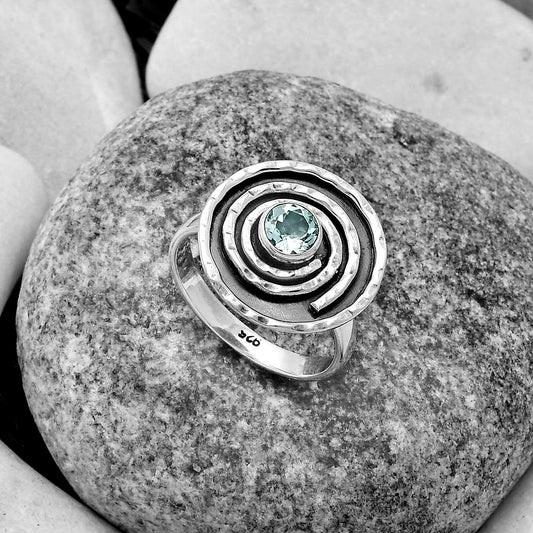 Spiral - Natural Sky Blue Topaz Ring size-8 R-1361 SDR175305