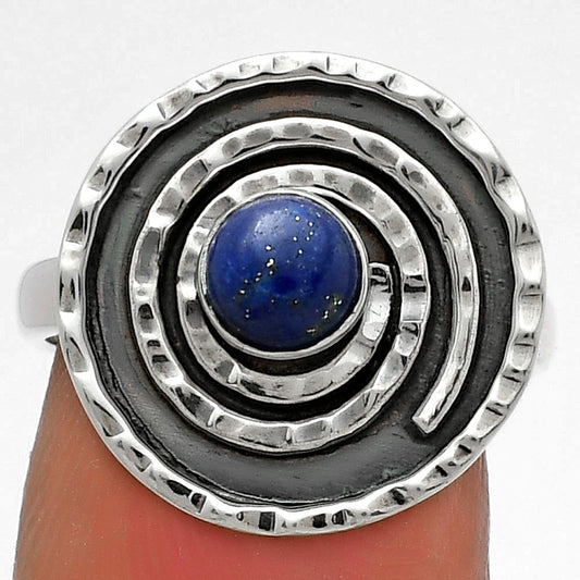 Spiral - Natural Lapis - Afghanistan Ring size-7 R-1361 SDR175307