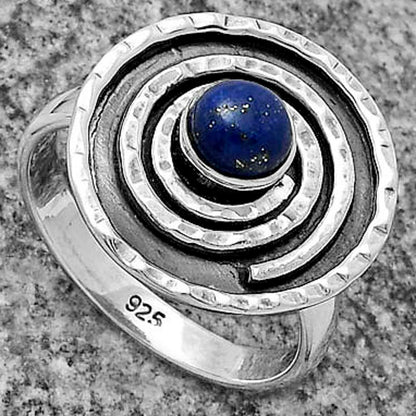 Spiral - Natural Lapis - Afghanistan Ring size-7 R-1361 SDR175307