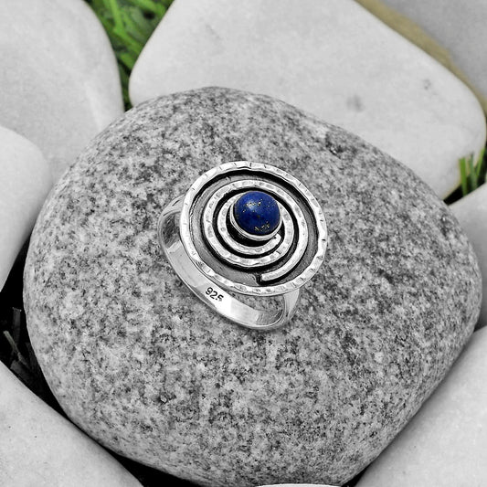 Spiral - Natural Lapis - Afghanistan Ring size-7 R-1361 SDR175307