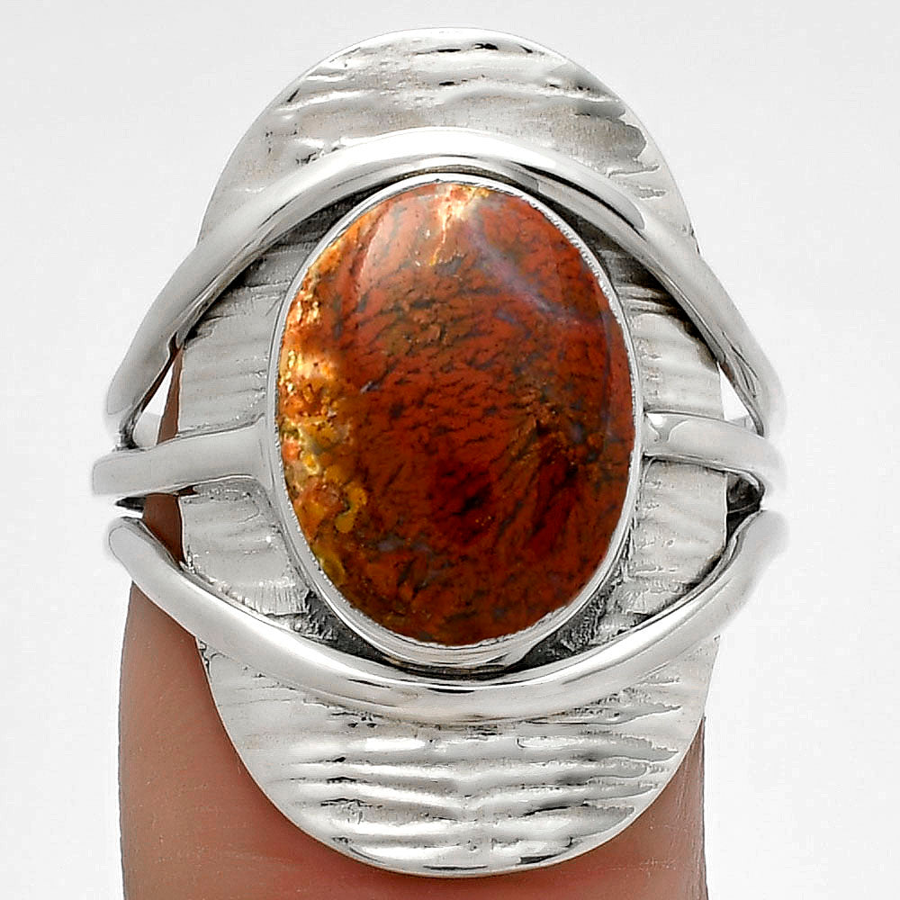 Natural Red Moss Agate Ring size-8 R-1402 SDR175362