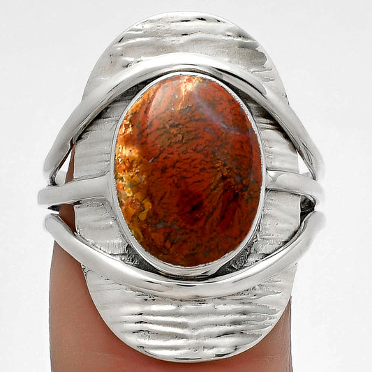 Natural Red Moss Agate Ring size-8 R-1402 SDR175362