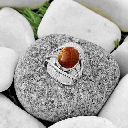 Natural Red Moss Agate Ring size-8 R-1402 SDR175362