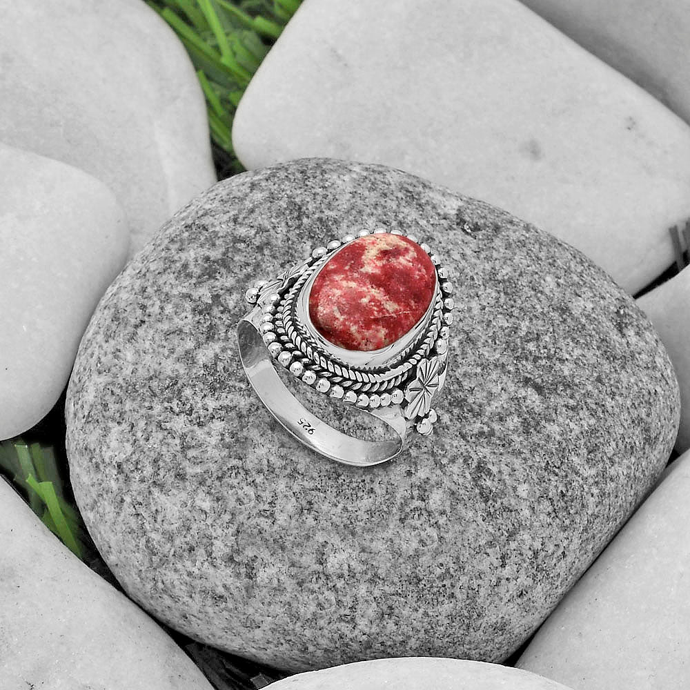 Natural Pink Thulite - Norway Ring size-7.5 R-1424 SDR175392