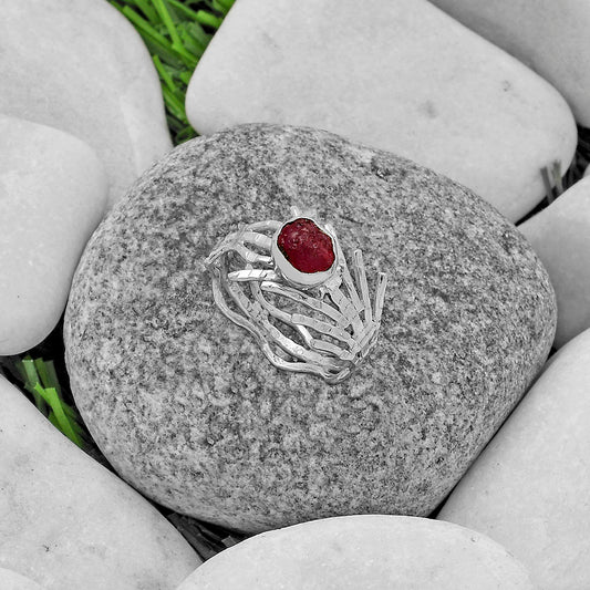 Natural Pink Tourmaline Rough Ring size-8.5 R-1401 SDR175417