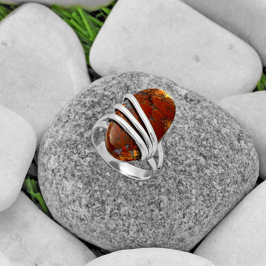 Natural Red Moss Agate Ring size-7.5 R-1444 SDR175510