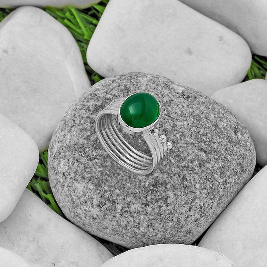 Natural Green Onyx Ring size-8 R-1492 SDR175540