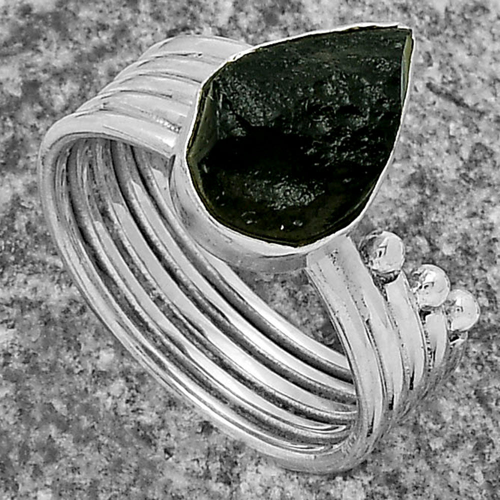 Natural Tektite Rough - Greek Ring size-7 R-1492 SDR175571
