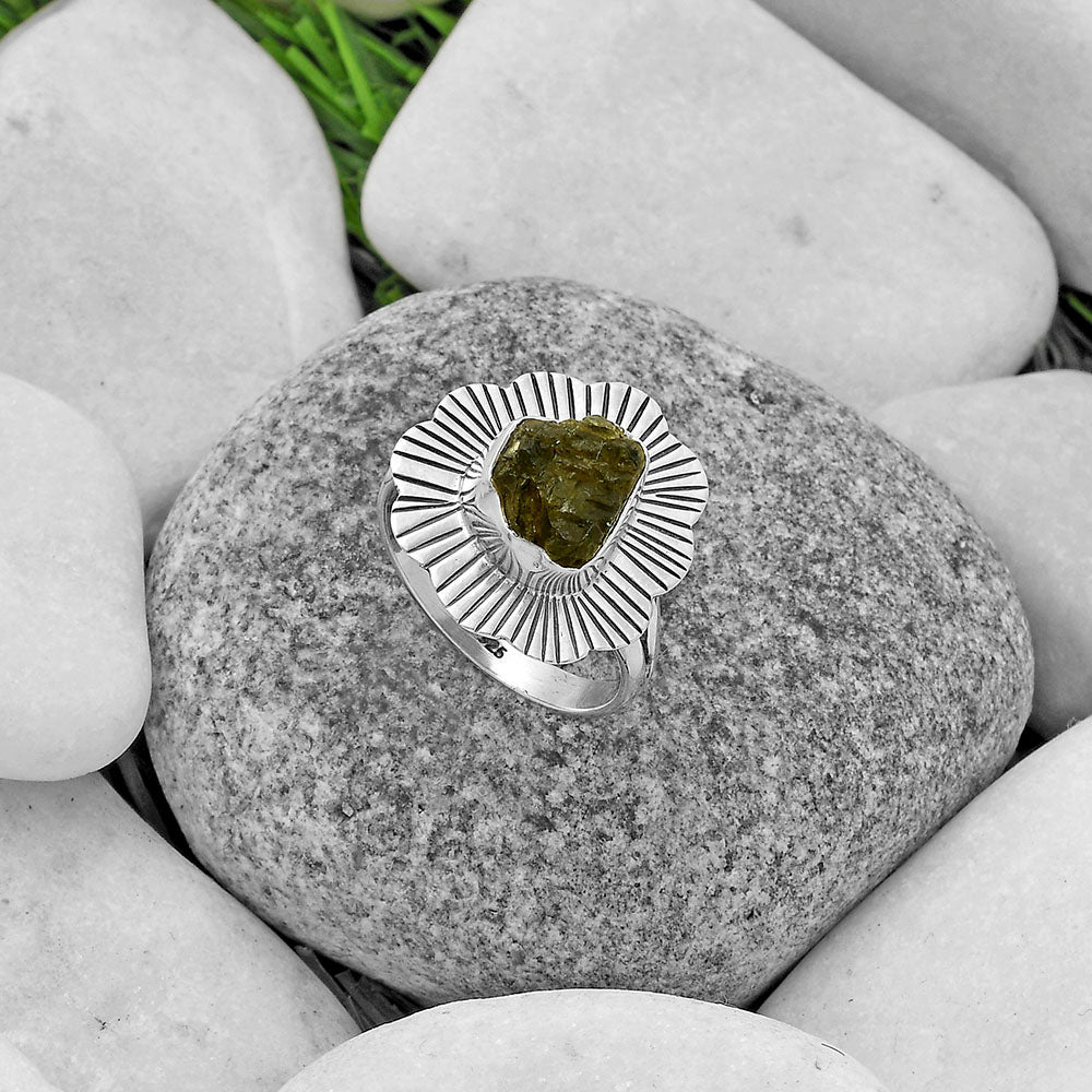 Natural Rare Kornerupine Rough Ring size-8.5 R-1086 SDR175610