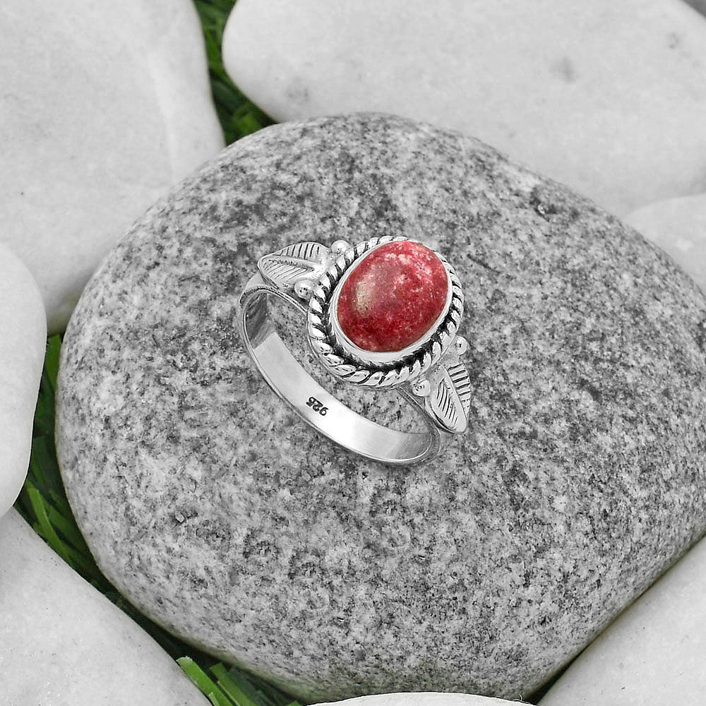 Natural Pink Thulite - Norway Ring size-7.5 R-1403 SDR175642