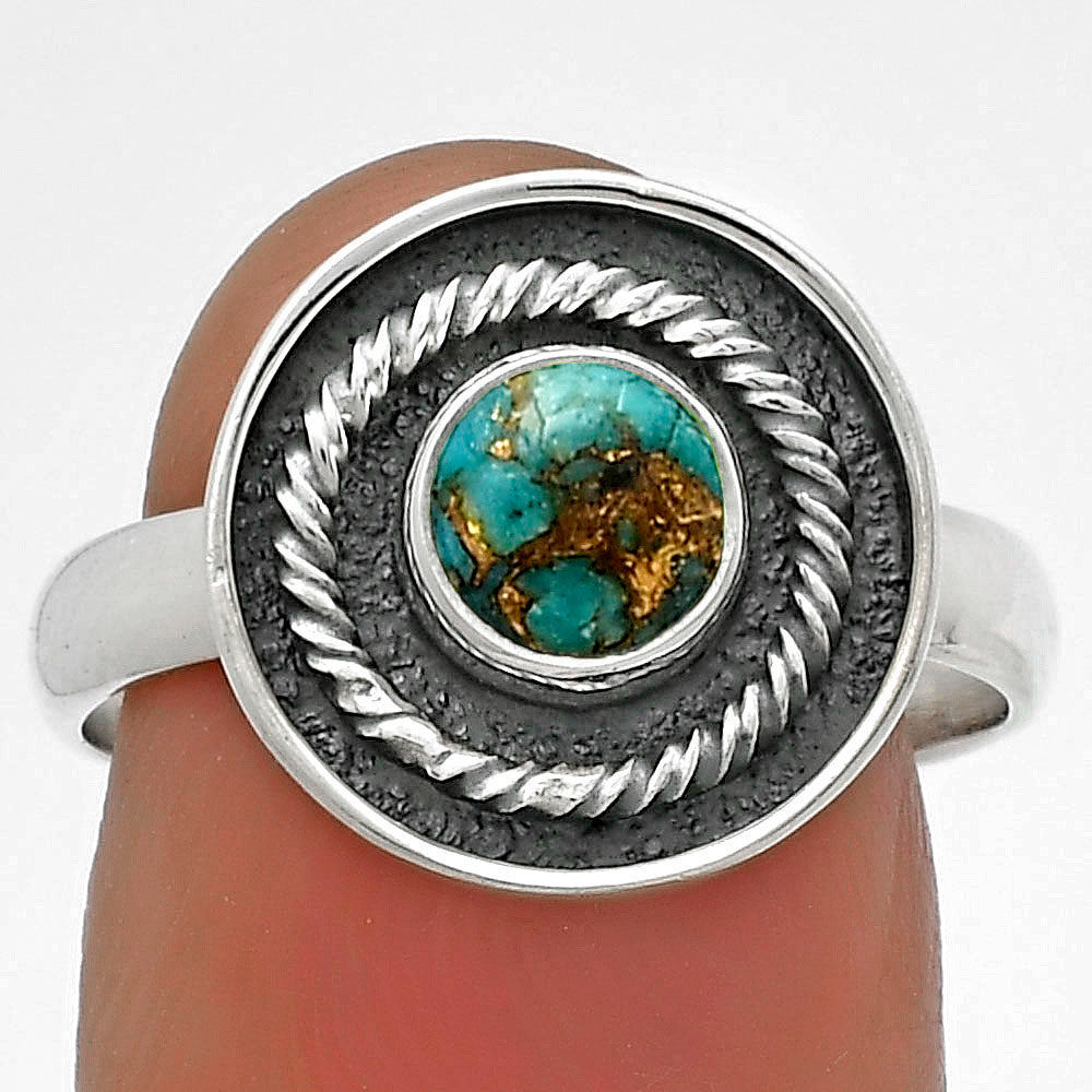 Copper Blue Turquoise - Arizona Ring size-7.5 R-1439 SDR175686