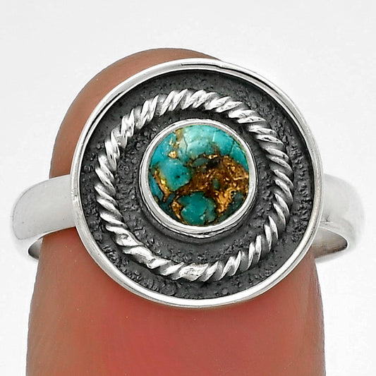 Copper Blue Turquoise - Arizona Ring size-7.5 R-1439 SDR175686
