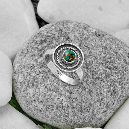 Copper Blue Turquoise - Arizona Ring size-7.5 R-1439 SDR175686