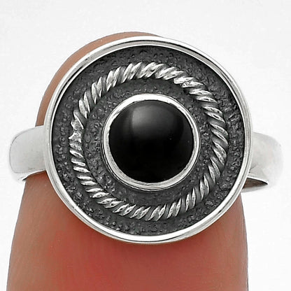 Natural Black Onyx - Brazil Ring size-7.5 R-1439 SDR175729