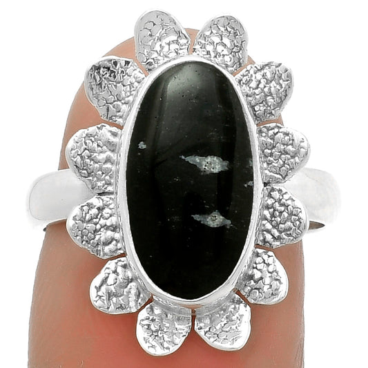 Natural Snow Flake Obsidian Ring size-7.5 R-1241 SDR175779