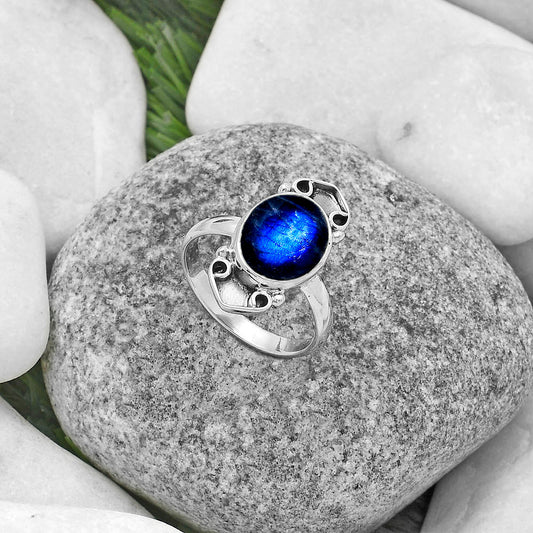 Blue Fire Labradorite - Madagascar Ring size-7 R-1204 SDR176081