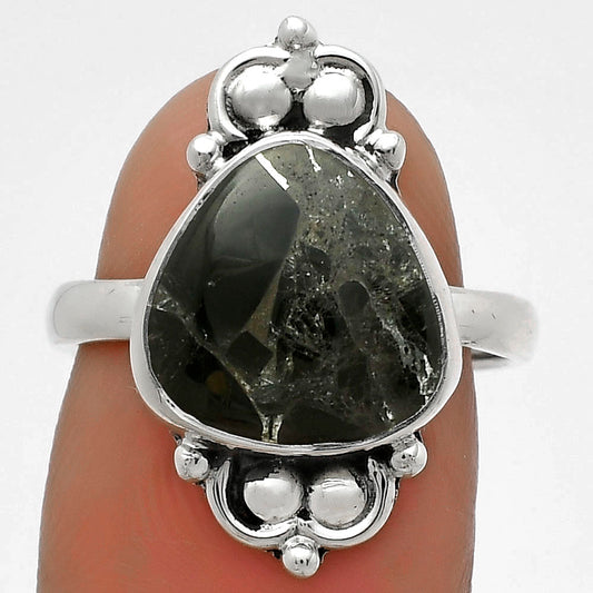 Natural Obsidian And Zinc Ring size-7.5 R-1123 SDR176122