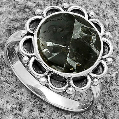 Natural Obsidian And Zinc Ring size-8.5 R-1092 SDR176144