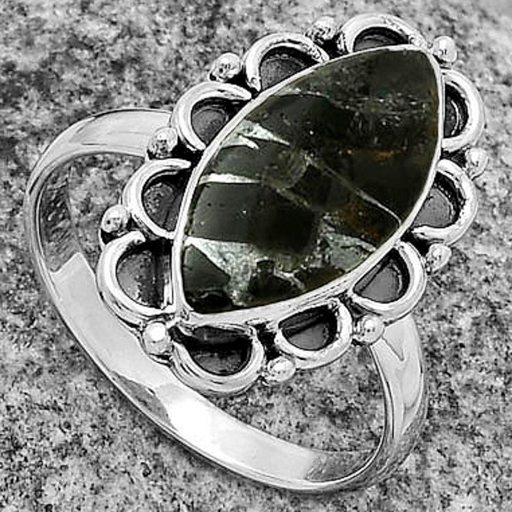 Natural Obsidian And Zinc Ring size-8.5 R-1092 SDR176165