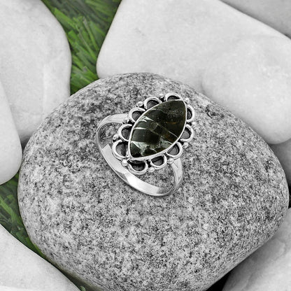 Natural Obsidian And Zinc Ring size-8.5 R-1092 SDR176165
