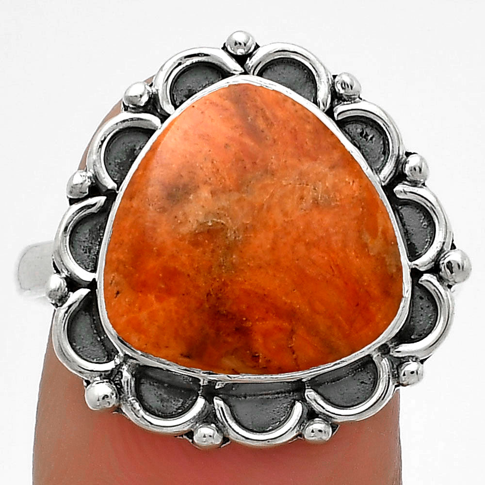 Natural Red Sponge Coral Ring size-8.5 R-1092 SDR176172