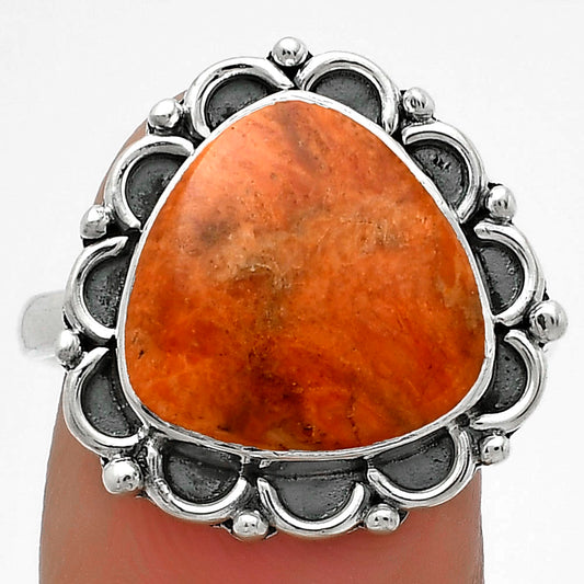 Natural Red Sponge Coral Ring size-8.5 R-1092 SDR176172