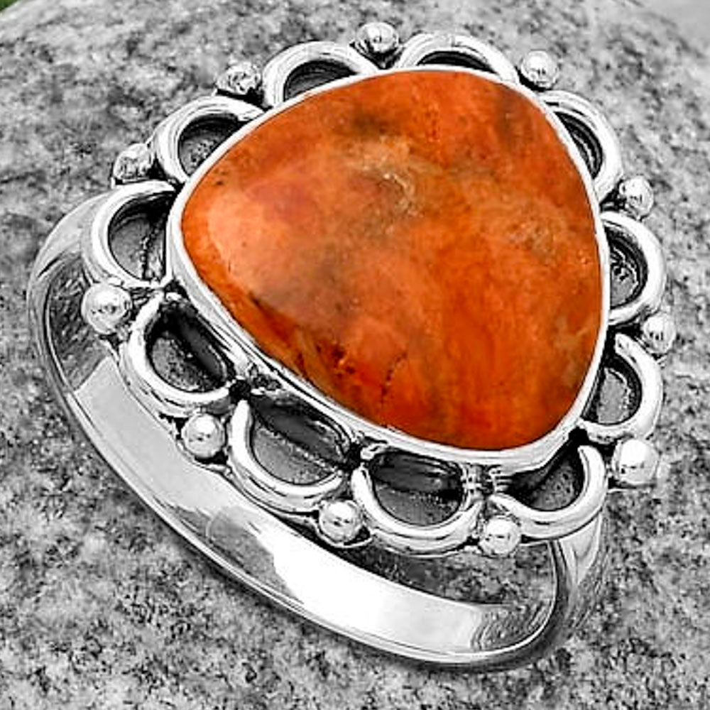 Natural Red Sponge Coral Ring size-8.5 R-1092 SDR176172