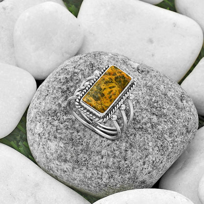 Natural Moroccan Yellow Jacket Jasper Ring size-8 R-1010 SDR176263