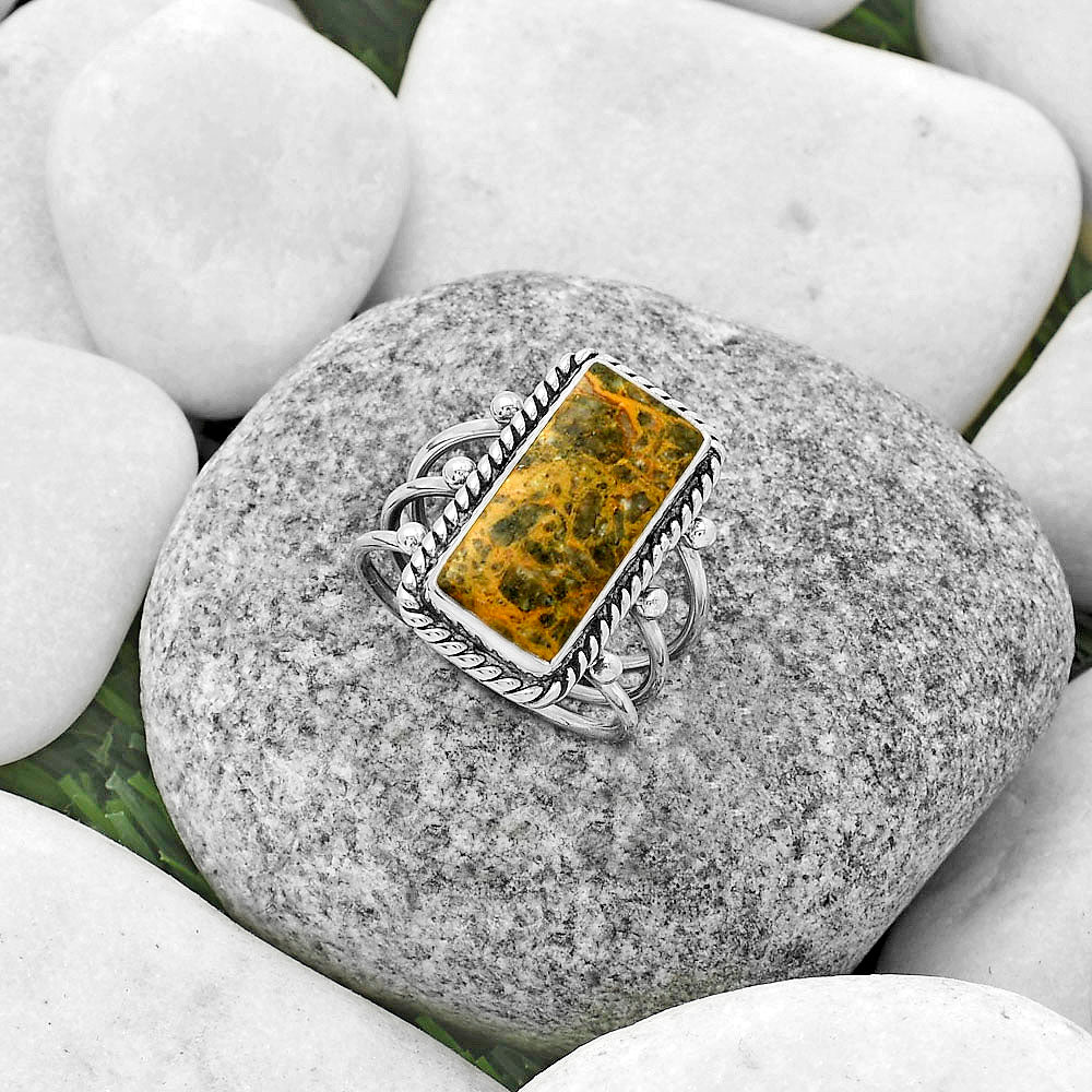 Natural Moroccan Yellow Jacket Jasper Ring size-7 R-1010 SDR176272