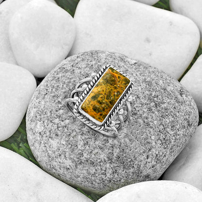 Natural Moroccan Yellow Jacket Jasper Ring size-7 R-1010 SDR176272