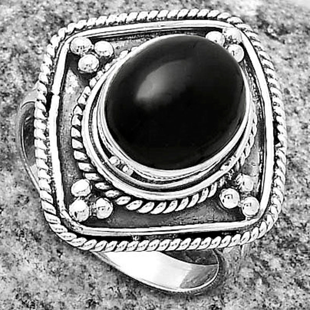Natural Black Onyx - Brazil Ring size-7 R-1258 SDR176596