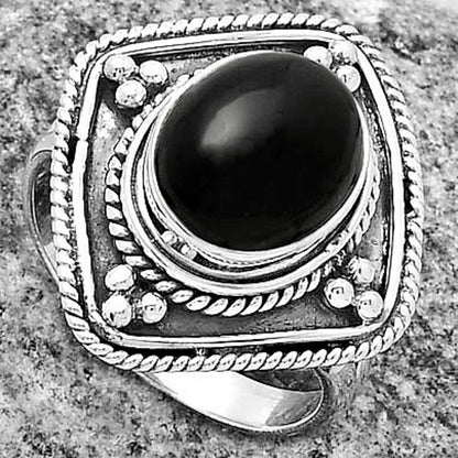 Natural Black Onyx - Brazil Ring size-7 R-1258 SDR176596