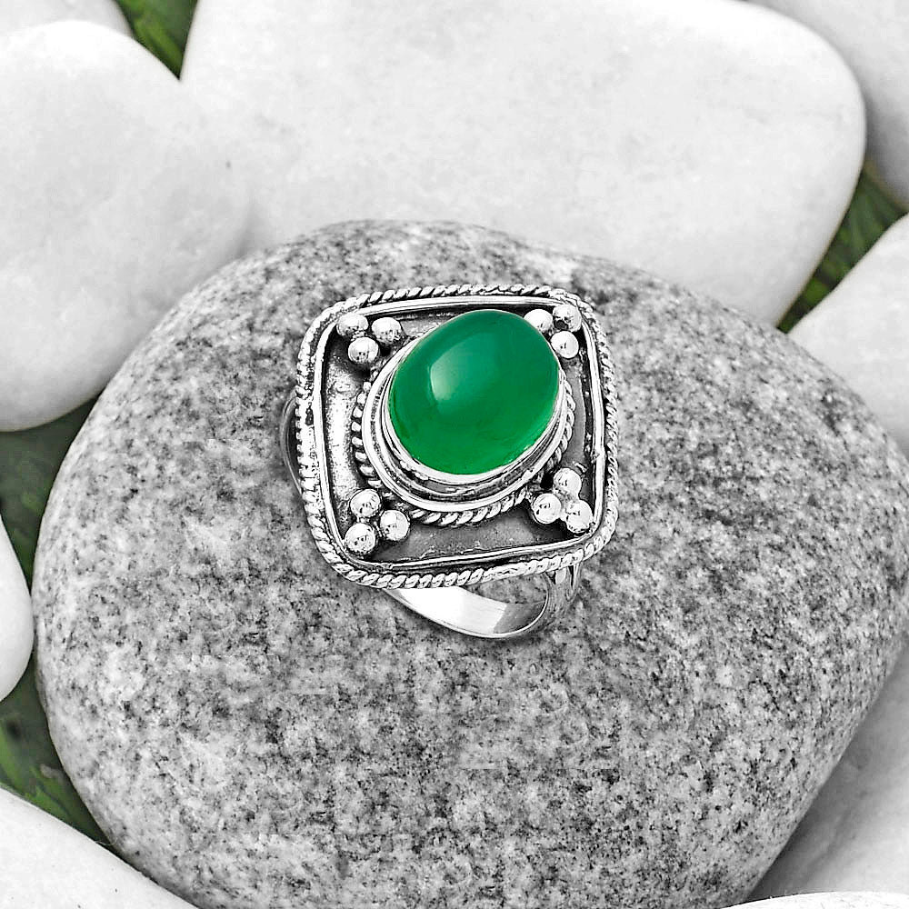 Natural Green Onyx Ring size-9 R-1258 SDR176606