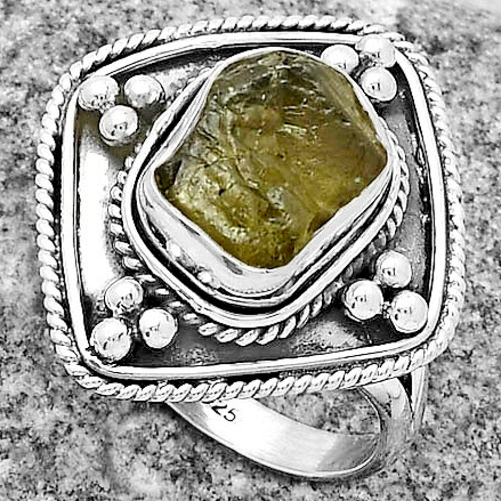 Natural Rare Kornerupine Rough Ring size-8.5 R-1258 SDR176607