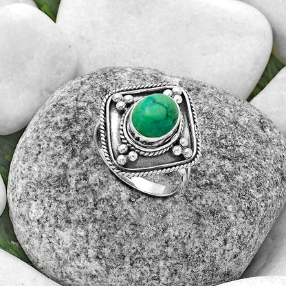 Natural Turquoise Magnesite Ring size-8.5 R-1258 SDR176615