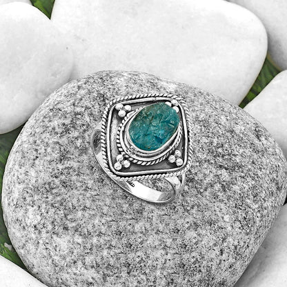 Neon Blue Apatite - Madagascar Ring size-8.5 R-1258 SDR176622