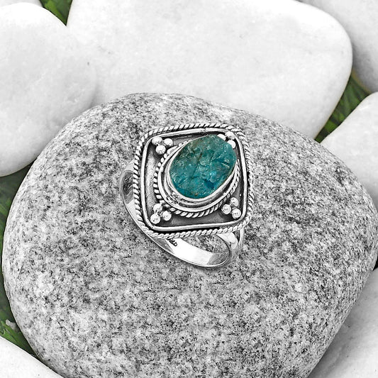 Neon Blue Apatite - Madagascar Ring size-8.5 R-1258 SDR176622